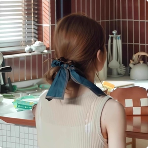 Korean Style Bow Denim Fabric Scrunchie Elegant Hair Tie Fashionable Elastic Hair Rope For Women Daily Hair Accessories