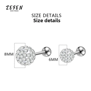 Size details of the titanium ball stud showing 8mm diameter and 6mm post length