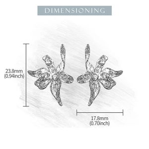 Detailed dimensioning diagram showing height 23.8mm and width 17.8mm of the iris stud earrings