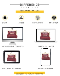 Explanation of color variations for the red crocodile pattern clasp coin purse across devices
