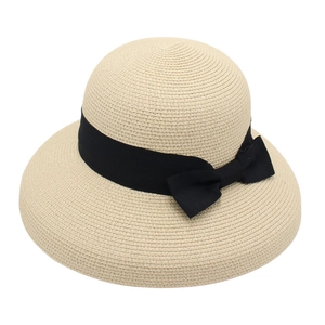 Cappello Di Paglia Donna Cappello Da Sole Falda Larga Intrecciato Nastro Fiocco Cima Piatta Traspirante Estate Spiaggia Vacanze Stile Francese Elegante