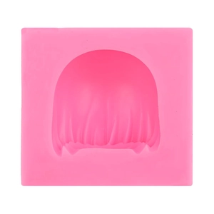 Stampo in silicone rosa per capelli corti di statuine in argilla con frangetta