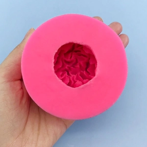 Pink peony flower silicone mold for handmade candles and soaps with intricate petal texture