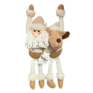 Plush Santa and reindeer Christmas hanging ornaments for holiday tree and door decor
