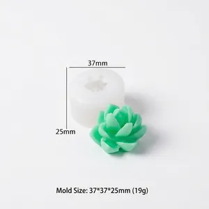 Macro detail van de vetplant siliconen mal met afgewerkt handwerk maat 37x37x25mm