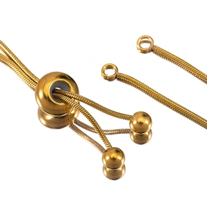 Adjustable golden snake chain DIY jewelry accessory with slider bead and round end beads
