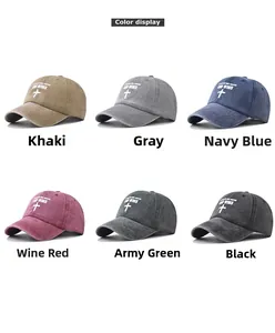 Détails des casquettes de baseball en coton délavé avec croix et broderie God Wins