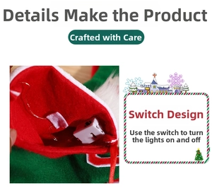 Détail du boîtier de piles interne et de l'interrupteur LED pour chaussettes de Noël