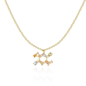 Élégant collier en argent S925 avec pendentif zodiaque Gémeaux en zircons colorés