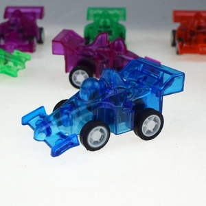 Transparent colorful mini F1 pullback racing car toys for kids in multi-color set