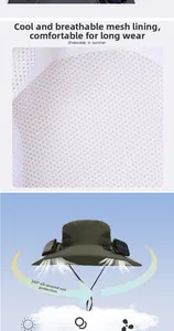 Solar powered dual fan hat with breathable white mesh lining for cooling protection