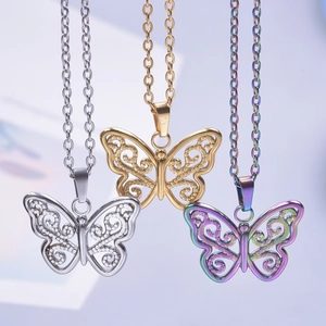 Minimalist 18k gold plated stainless steel butterfly necklaces in three stylish finishes