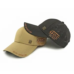 Khaki and dark grey breathable mesh baseball caps featuring GKVO sport embroidery