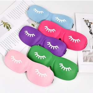 Detailed 3D ergonomic sleep masks with long eyelash prints in five vibrant colors