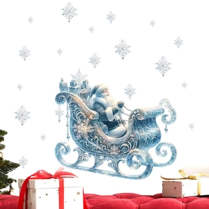 Détail du sticker mural de Noël avec Père Noël sur traîneau et boîtes cadeaux
