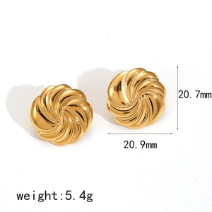 18k gold plated stainless steel geometric spiral earrings with high mirror finish
