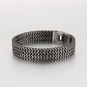 Bracelet chaîne en os de dragon pour hommes en acier inoxydable avec texture tressée