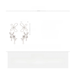 Detailed size chart and specifications for butterfly tassel earrings with alloy and diamonds