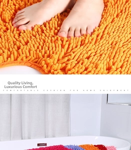Detail of high-density chenille bath mat showing soft fiber texture and absorbent pile