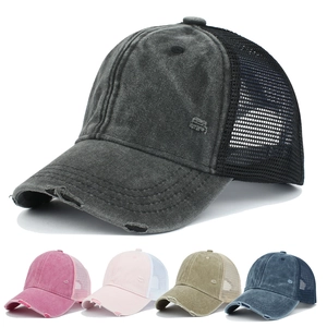 Washed Cotton Distressed Trucker Hat Mesh Breathable Vintage Baseball Cap For Men Women Adjustable Sun Protection
