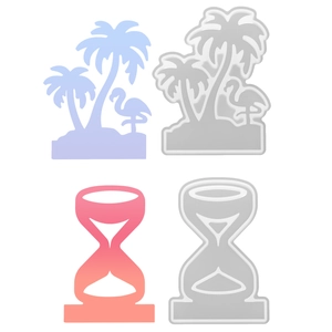 Tropical coconut palm and hourglass shaped carbon steel DIY paper cutting dies set