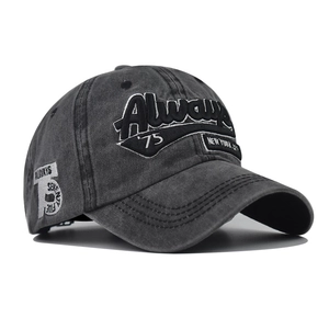 Vintage Washed Cotton Baseball Cap 3D Always 75 Letter Embroidery Retro Distressed Adjustable Unisex Streetwear Hat