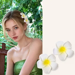 Plumeria Blumen Haarspangen Künstlicher Schaum Frangipani Ente Schnabel Barrette Strand Meer Urlaub Sommer Braut Zubehör