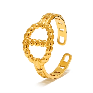 18k gold plated stainless steel pig nose ring with twisted texture and open band design