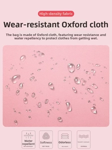 Detailed view of pink waterproof oxford fabric with water droplets on dance bag surface