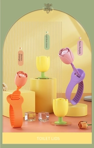 Hygienic tulip silicone toilet lid lifters in orange, green, purple and yellow colors