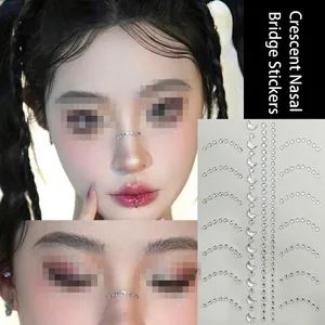 Self-adhesive crystal face gems with crescent moon and round rhinestones for eye makeup