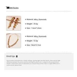 Size chart for wheat droplet necklace and earrings with weight and dimensions