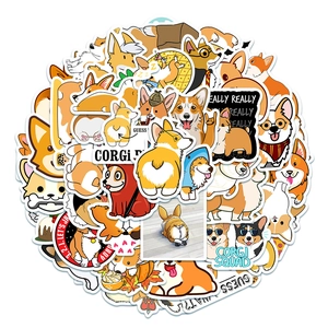 Waterproof Cute Corgi Dog Stickers For Laptop Luggage Refrigerator Guitar Car PVC Graffiti Decals DIY Decoration
