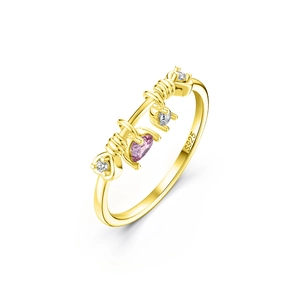 925 Sterling Silver Heart Ring For Women Dainty Pink Zirconia Gold Plated Fashion Jewelry Niche Design Finger Ring Gift