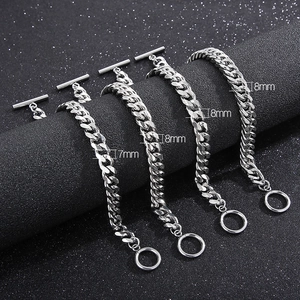 Detailed comparison of 7mm and 8mm stainless steel cuban chain bracelets on display