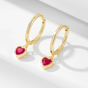 925 Sterling Silver Heart Zirconia Hoop Earrings For Women Luxury Gold Silver Plated Heart Drop Earrings Fashion Jewelry