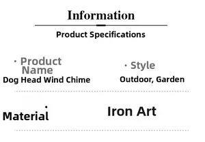 Detailed specifications table for rustic cast iron dog head door bell with dimensions
