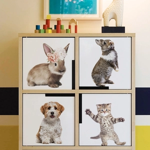 Cute realistic cat dog and rabbit stickers for kids room furniture and wall decoration