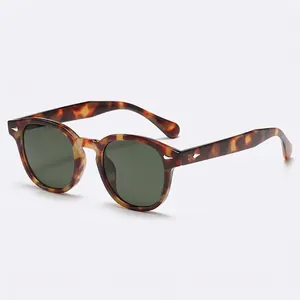 Lunettes De Soleil Rondes Rétro Protection UV400 Monture PC Décoration Rivet Lunettes Anti Lumière Bleue Pour Hommes Femmes