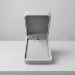 Premium light grey velvet flip jewelry box for necklaces and pendants storage