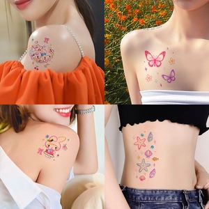 Cute colorful waterproof temporary tattoos featuring cartoon characters and butterflies