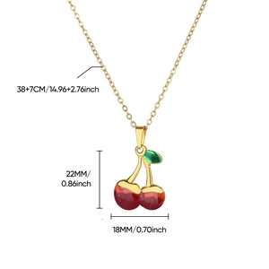 Spécifications de taille pour le collier pendentif cerise rouge avec chaîne dorée