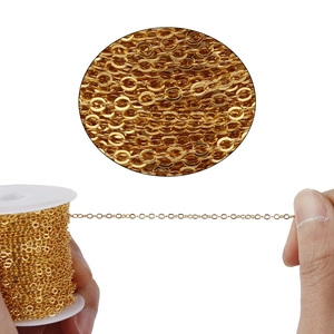10-yard roll of gold-plated flat O-link copper chain for DIY jewelry making and crafting