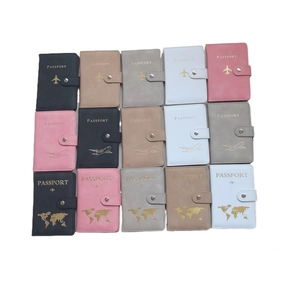 Multi-color RFID PU leather passport covers with secure snap closure and gold embossed designs