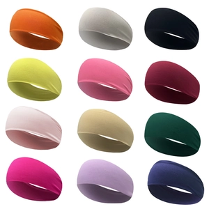 Elastic wide sports headbands in 12 assorted colors for running and yoga fitness