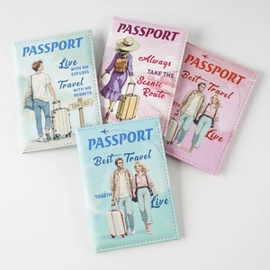 PU Leather Passport Holder Travel Document Protector Colorful UV Printed Travel Theme Cover For Women Men