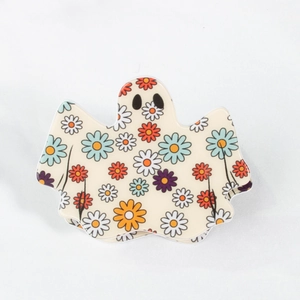Ghost hair claw clip with colorful daisy pattern for women Halloween hair accessories