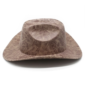 Classic brown western cowboy hat with faux suede marble texture and wide curved brim