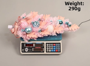 Decorazione natalizia rosa da parete peso 290g con palline blu e nastro satinato