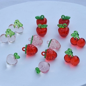 Acrylic sweet fruit pendants including cherry strawberry for DIY jewelry making crafts
